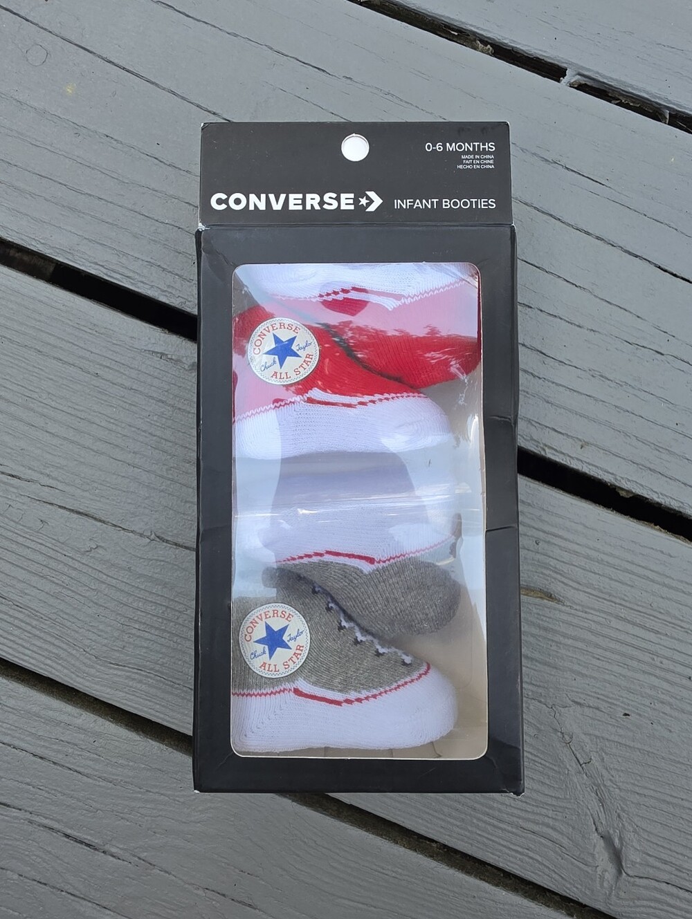 Baby Converse Chuck Taylor Infant Booties 2 Pack 0-6 Mths Red / Gray